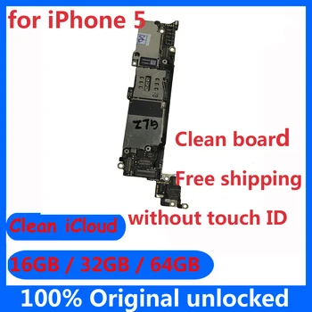 Pamatplates iphone5 Oriģināls atbloķēt Tīru icloud iphone 5 Mainboard bez Touch ID Bezmaksas piegāde 16GB 32GB 64GB
