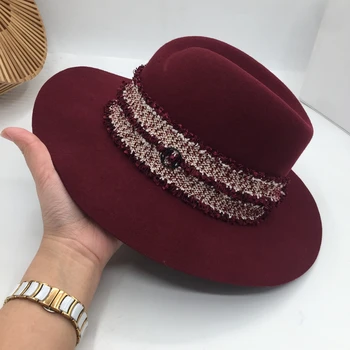 Panama fedoras New England Vilnas Cepure Klp pušķis formas M likvidācijas personību retro modes fashionista dāmas cepure