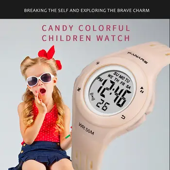 PANARS Modes 7 LED Krāsas Bērnu Skatīties WR50M Ūdensizturīgs Bērniem rokas Pulkstenis Modinātājs Multi-function Pulksteņi Meitenēm Zēniem