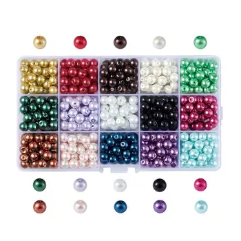Pandahall 15 Krāsas/lodziņā Kārta Pearlized Stikla Pērles 4mm 6mm 8mm 10mm Pērļu Modes Rotaslietas Pieņemšanas DIY Aproce, Kaklarota