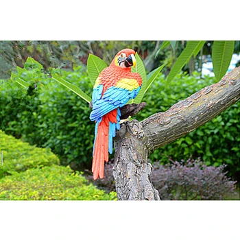 Papagailis Statuja Skulptūra Stāv uz filiālēm Terases Dārzu Zālienu un Dabas Mīļotājiem Tropu Putnu Kolekciju Dāvanu
