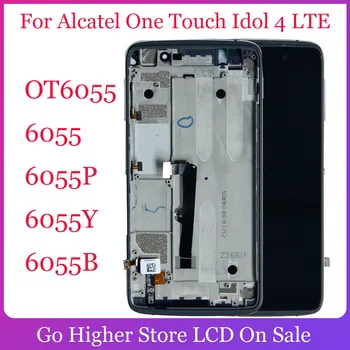 Par Alcatel One Touch Idol 4 LTE OT6055 6055 6055P 6055Y 6055B 6055K Lcd Displejs Digitizer Touch Screen Montāža ar Rāmi
