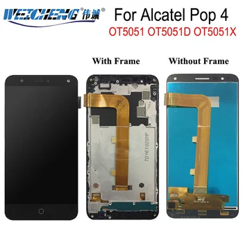 Par Alcatel Pop 4 LCD+touch screen digitizer Montāža Ar Rāmi Alcatel OT5051 lcd 5051 5051D 5051X 5051J 5051M
