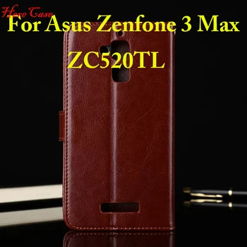 Par Asus ZenFone 3 Max ZC520TL Gadījumā 5.2 collu Flip Maciņš Ādas Vāks ZenFone 3 Max Ar Statīvu Funkciju Kartes Turētāju Fundas