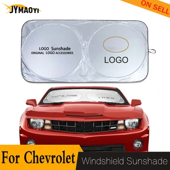 Par Chevrolet emblēma priekšējā stikla Saulessargs auto logo saules ēnā Sejsegu vāciņa bloku blind aizsardzības Chevrolet Žakete Camaro S-10