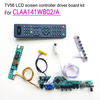 Par CLAA141WB02/A 1CCFL 30Pin LVDS LCD displeja panelis, T. V56 kontrolieris valdes VGA, AV, USB RF Tālvadības+Invertors+tastatūras DIY komplektu