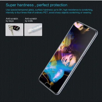 Par Huawei Honor P20/p20 PRO Rūdīts Stikls Nillkin Pārsteidzošs H/H+Pro Anti-Sprādziena Ekrāna Aizsargs, Lai Huawei P9 aizsardzības