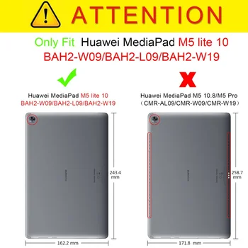 Par Huawei MediaPad M5 Lite 10 BAH2-W19/L09/W09 Gadījumā Ultra Slim Retro Kartes Pu Ādas Smart Stāvēt Vāks MediaPad M5 Lite 10.1