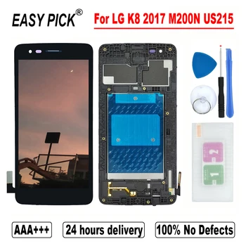 Par LG K8 2017 Aristo M200N M210 MS210 US215 LCD Displejs, Touch Screen Digitizer Montāža Ar Rāmi Bezmaksas Rīki