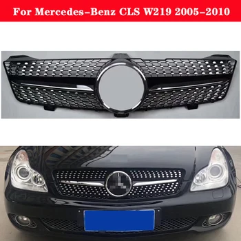 Par Mercedes-Benz W219 CLS 2005. - 2010. Gadam Car styling Vidū restes ABS plastmasas, Sudraba, Melnas priekšējā bufera restes Auto Centrs Režģis