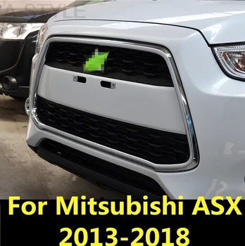 Par Mitsubishi ASX 2013-2018 ABS Chrome Priekšējo motora bufera restes augšējā centrālajā dekoratīvās spilgti frame Auto Piederumi