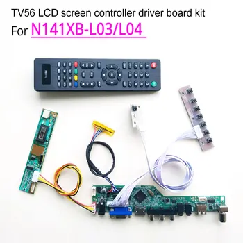 Par N141XB-L03/L04 LVDS 1CCFL 30Pin LCD panelis monitora VGA, USB AV RF tastatūra+Remote+Invertors T. V56 disks kartona DIY komplektu
