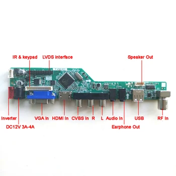Par N141XB-L03/L04 LVDS 1CCFL 30Pin LCD panelis monitora VGA, USB AV RF tastatūra+Remote+Invertors T. V56 disks kartona DIY komplektu