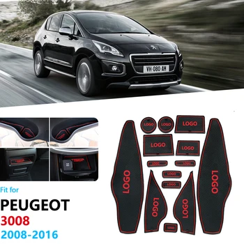 Par Peugeot 3008 2008~2016 Anti-Slip Vārtiem Spēļu Pad Gumijas Kausa Mat Piederumi, Auto Uzlīmes, 2009 2010 2011 2012 2013