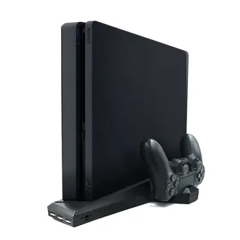 Par PS4 Slim Vertikālais Statīvs ar Dzesēšanas Ventilatoru Dual Kontrolieris Lādētāja Uzlādes Staciju SONY Playstation 4 Vēsāks