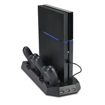 Par PS4 Vertikālā Statīva Dzesēšanas Ventilatoru PlayStation 4 Konsole, Dzesētājs, Dzesēšanas Vēsāks Uzlādēšanas Doka Staciju ar Dual Kontrolieris Maksas