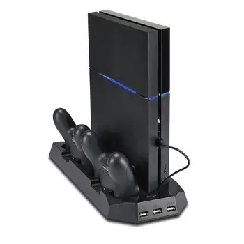 Par PS4 Vēsāks Mutilfunction Dzesēšanas Ventilators Dzesēšanas Vertikāli Stāv PS4 Konsole PlayStation 4 Dzesētājs Ar Uzlādes Staciju Jaunas