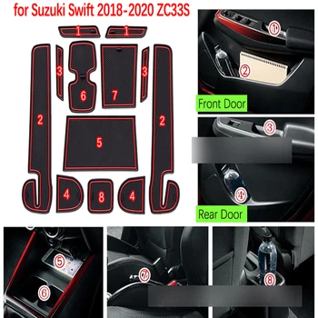 Par Suzuki Swift ZC33S 2018 2019 2020 Gumijas Anti-slīdēšanas Paklājiņš Durvju Groove Kausa Tālrunis Pad Vārtiem Spēļu Spilvenu Kalniņi Auto Piederumi