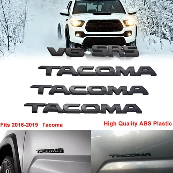 Par Tacoma V6 SR5 Automašīnas Bagāžnieka Durvis Tailgate Decal Emblēmas Uzlīme Žetons Nomaiņa Toyota Tacoma 2005-(Matte Black)5gab S