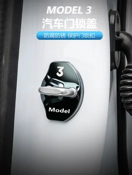 Par Tesla Model3 Automašīnu Durvju Slēdzenes Aizsargvāciņš Durvju Slēdzenes, Dekoratīvā Vāciņa 4 Gab.