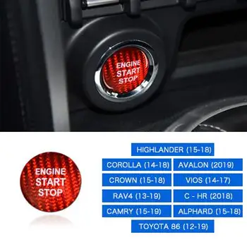Par Toyota86 Corolla Vios Camry RAV4 CHR Nekustamā Oglekļa Šķiedras Auto Dzinēja Start Stop Slēdzi, Pogu Apdari Vāka Uzlīmes Uzlīmes Stying