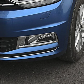 Par Volkswagen Touran 2016 2017 2018 2019 ABS Chrome Priekšā Foglight Miglas lukturi Vāciņš Melns Auto Foglamp Bezel Eksterjera Aksesuāri