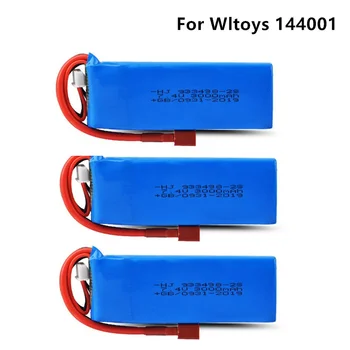 Par Wltoys 144001 7.4 V 3000mAh 2S Modernizētas Lipo Akumulators T Plug Wltoys 1/14 144001 RC Auto Laivu Lipo Akumulatoru, tālvadības Daļas 144001