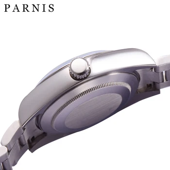 Parnis Safīra Stikls Black Dial 40mm Vīriešu Automātiskā Skatīties