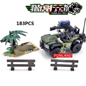 Pasaules kara Modernu militāro ainas tiger rīcības ķieģeļi armijas spēku, artilērijas bruņu džipu, tvertnes motociklu celtniecības bloku rotaļlietas