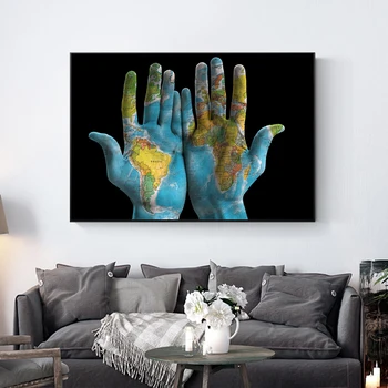 Pasaules Kartes, Kas Piesaista Hnads Audekls Mākslas Izdrukas Mūsdienu Pop Grafiti Mākslas Audekls Pantings Sienas Mākslas Moduļu Bildes Dzīvojamā Istaba