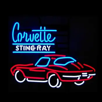 Pasūtījuma Corvette Sting Ray Stikla Neona Gaismas Zīme, Alus Bārs