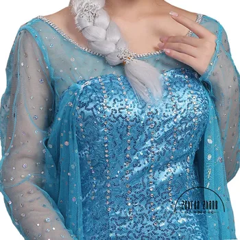 Pasūtījuma Elsa Karaliene Pieaugušo Kleita Cosplay Kostīmu Par Halloween Sievietes, Meitenes Pusi