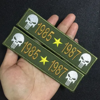 Pasūtījuma Izšuvumi Nosaukums Plāksteri,galvaskausa Miltary Armijas zaļa, Khaki nozīmītes,2 gab. vienā Personalizēto Numuru Frāzi Pielāgotus ID Logo
