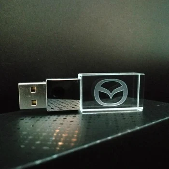 Pasūtījuma Logo Mazda auto kristāla + metāla USB flash drive pendrive 4GB 8GB 16GB 32GB 64GB, 128GB Ārējās atmiņas atmiņas karti un u diska