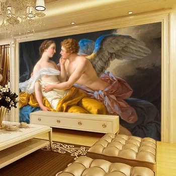Pasūtījuma Sienas Tapetes Eiropas Eļļas Glezniecības Klasisko Eņģeļa Raksturs, Fonā Sienas Gleznojums, Dzīvojamās Istabas Tapešu Guļamistaba