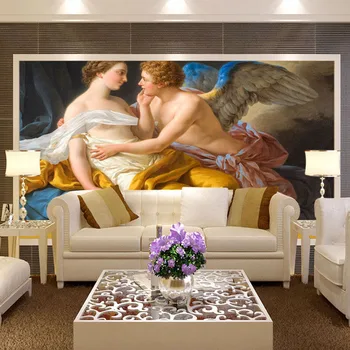 Pasūtījuma Sienas Tapetes Eiropas Eļļas Glezniecības Klasisko Eņģeļa Raksturs, Fonā Sienas Gleznojums, Dzīvojamās Istabas Tapešu Guļamistaba