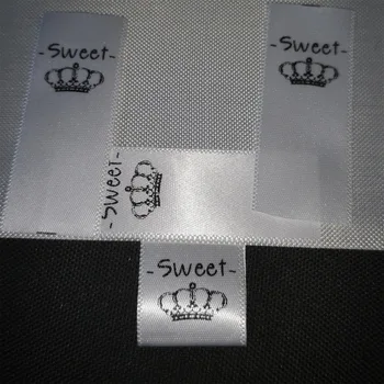 Pasūtījuma vienotā satīna lente, auduma drukas šūšanas frāzes auduma etiķetes pasūtījuma logo drukāts apģērbu tagus bezmaksas piegāde