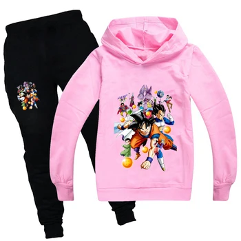 Pateicības Karikatūra Goku Meitenēm Apģērbi Zēniem Camiseta Kawaii Bērnu Apģērbu Komplekts Tērpiem, Melnas Bikses Ziemassvētku Tracksuit Ropa