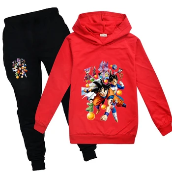 Pateicības Karikatūra Goku Meitenēm Apģērbi Zēniem Camiseta Kawaii Bērnu Apģērbu Komplekts Tērpiem, Melnas Bikses Ziemassvētku Tracksuit Ropa