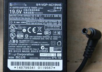 Patiesu 19.5 V 6.2 A 121W Laptop Adapteris Lādētājs SONY VAIO VGP-AC19V15 VGP-AC19V46 KDL-42W670A acdp-120n02 AC Barošanas