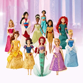 Patiesu Disney Store 30CM Rapunzel Belle Mulan Merida Sirēna Multi Jasmīns kopīgu princese lelle, rotaļlietas Bērniem Ziemassvētku Dāvanu