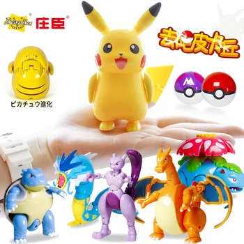 Patiesu Pokemon skaitļi rotaļlietas anime statuetes pokemon pikachu Charizard Mewtwo Squirtle pokemones rīcības attēls bērniem modelis lelles