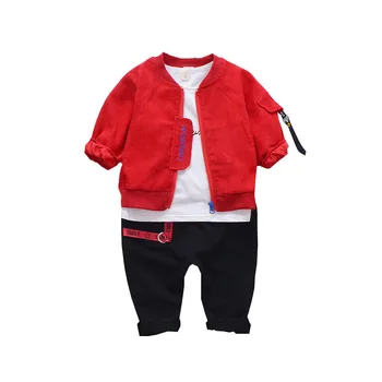 Pavasara mētelis T-krekli un bikses 3 gabalus Apģērbu Komplekti Zēniem bērnu apģērbs Bērniem, apģērbs Zēna drēbes, Zīdaiņu drēbes