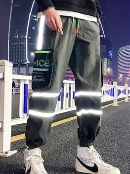 Pavasara Vīriešu Luminiscences Bikses Japānas Kravas Bikses Gadījuma Zaudēt Modes Bikses Jogger Darbojas Mācību Zīmola Treniņbikses