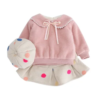 Pavisam Jauna meitene, bērnu modes apģērbu komplekts samts ziemā silts princese 3pcs kostīmi,toddler zīdaiņu saldu meiteņu apģērbu komplekti