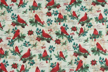 Pavisam Jaunā Dizaina 2 Krāsas Ziemassvētku Bird & Priežu čiekuri apdrukāta Kokvilnas Audumu šūšana, gultas, auduma apdare