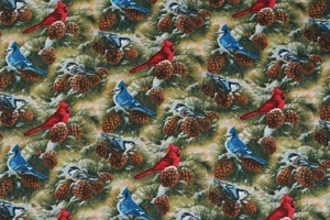 Pavisam Jaunā Dizaina 2 Krāsas Ziemassvētku Bird & Priežu čiekuri apdrukāta Kokvilnas Audumu šūšana, gultas, auduma apdare