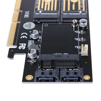 PCI-E 3.0 X16, lai M. 2 SSD PCIE, lai M2 Adapteris Atspere M, Taustiņš B Taustiņu mSATA 2 x SATA 7Pin Ostas NVME M2 SSD AHCI mSATA 3 in 1 Stāvvadu Karte