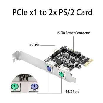 PCI Express 2 Porti PS2 PS/2 PC Klaviatūras Peles Adapteri Paplašināšanas Karti ar 4 Pin Strāvas Savienotājs