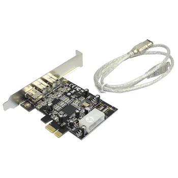 PCIE Combo 3 Porti 2x 1394B 9Pin + 1x 1394A 6Pin PCI-Express Kontrolieris Kartes Adapter Paplašināšanas IEEE 1394 B+A, lai FireWire 800